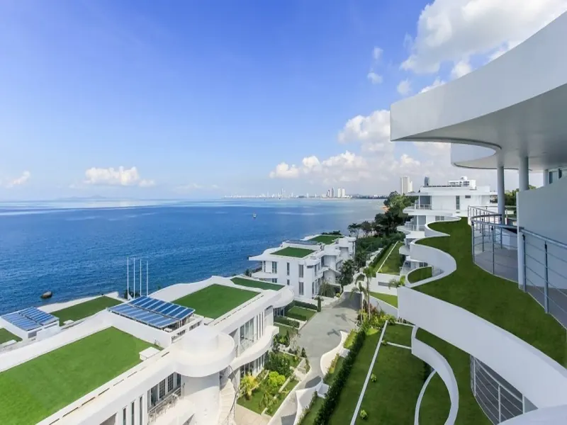 Sea view over terraced gardens on the Pattaya coast